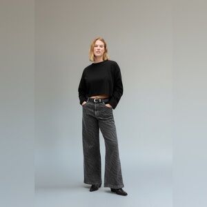 Gap High Rise Stride Wide-Leg Jeans in Washed Black